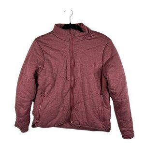 THREE DOTS Jacket Sweatshirt Red Full Zip Quilted Pockets Women’s Size Medium